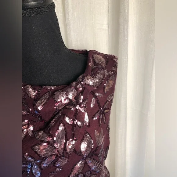 JS Collection Burgundy Floral Sequin Sleeveless Dress size 8 - Picture 10 of 16